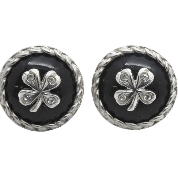Chanel Clover Rhinestone Stud Earrings - Picture 1 of 5